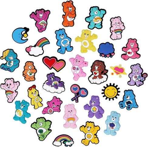 32PCS Lovely Bear Shoe Charms PVC Charms for Croc Sandals Wristband Bracelet Decoration Charms Pins Party Favors for Kids Boys Girls Men Women Birthday Gifts in Saudi Arabia