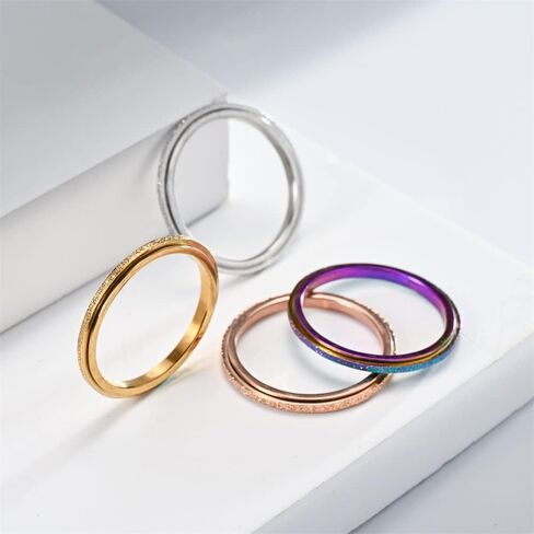 PAURO Women's & Men's 2mm/4mm/6mm/8mm Stainless Steel Multi Colors Sandblast Finish Lucky Worry Ring Band in Saudi Arabia