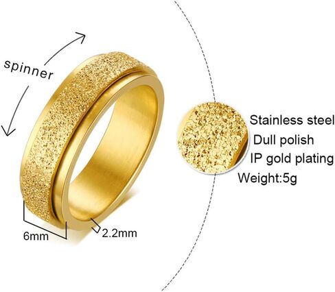 PAURO Women's & Men's 2mm/4mm/6mm/8mm Stainless Steel Multi Colors Sandblast Finish Lucky Worry Ring Band in Saudi Arabia