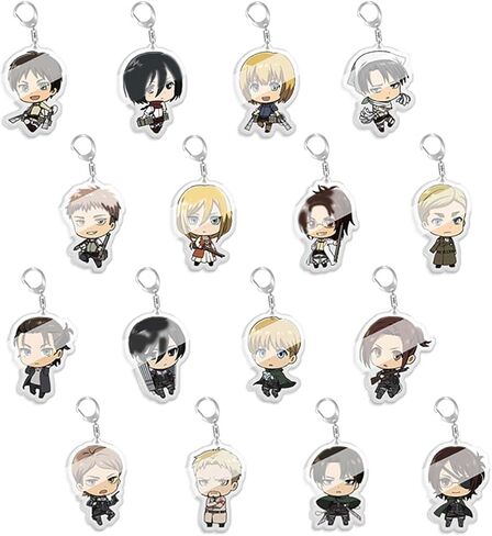 سلسلة مفاتيح انيمي اتاك كوسبلاي من ياناسا، سلسلة مفاتيح تيتيان اكسسوارات ايرين للرجال 16 قطعة، متعددة الالوان، M in Kuwait
