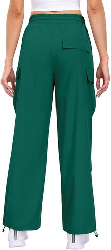 سراويل البضائع النسائية من DILIUXING عالية الخصر للسفر Y2K ملابس الشارع سراويل فضفاضة قابلة للتمدد مقاومة للماء مع 4 جيوب in Kuwait