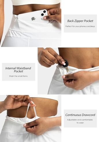Soothfeel Women's Running Shorts with Zipper Pockets 7 Inch Long High Waisted Athletic Workout Gym Summer Shorts for Women (White, XX-Large in Saudi Arabia