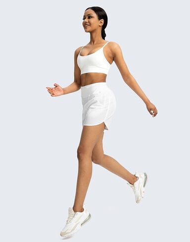Soothfeel Women's Running Shorts with Zipper Pockets 7 Inch Long High Waisted Athletic Workout Gym Summer Shorts for Women (White, XX-Large in Saudi Arabia