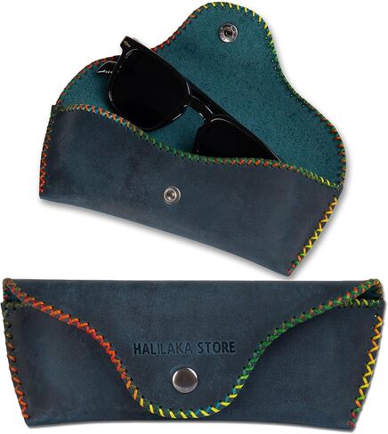 HALILAKA STORE Leather Sunglasses Case, Genuine Leather Eyeglass Case - Reading Glasses Case- Glasses Case Flexible Sunglasses Pouch Slim Case for Men and Women in Saudi Arabia