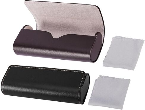 KASCLINO 2 قطعة حافظة نظارة ذات قشرة صلبة حافظة نظارة من الجلد الاصطناعي مع قطعة قماش للتنظيف حافظة نظارة شمسية على الطراز القديم in Kuwait