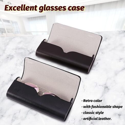 KASCLINO 2 قطعة حافظة نظارة ذات قشرة صلبة حافظة نظارة من الجلد الاصطناعي مع قطعة قماش للتنظيف حافظة نظارة شمسية على الطراز القديم in Kuwait