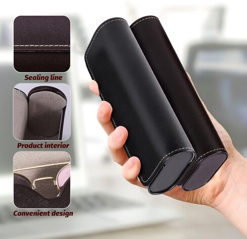 KASCLINO 2 قطعة حافظة نظارة ذات قشرة صلبة حافظة نظارة من الجلد الاصطناعي مع قطعة قماش للتنظيف حافظة نظارة شمسية على الطراز القديم in Kuwait
