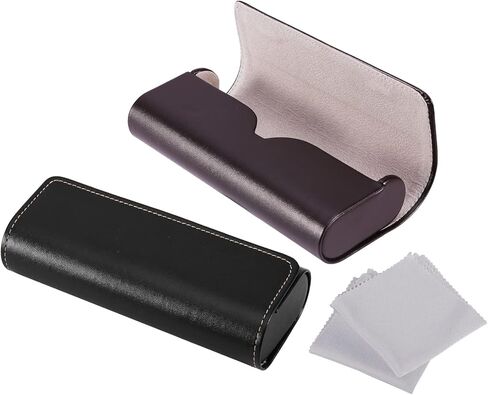 KASCLINO 2 قطعة حافظة نظارة ذات قشرة صلبة حافظة نظارة من الجلد الاصطناعي مع قطعة قماش للتنظيف حافظة نظارة شمسية على الطراز القديم in Kuwait