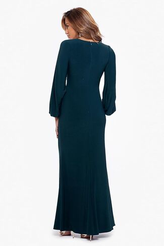Betsy & Adam Women's Petite Long Sleeve V-Neck Stretch Wrap Knot Dress in Kuwait