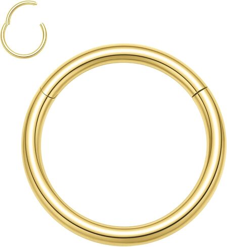 FUNLMO 14K خاتم الأنف من الذهب الصلب 18G 16G خاتم الحاجز الذهب الأصفر محارة Daith Tragus Helix Rook ثقب المجوهرات الغضروف القرط الشفاه الدائري للنساء الرجال in Kuwait