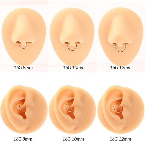 FUNLMO 14K خاتم الأنف من الذهب الصلب 18G 16G خاتم الحاجز الذهب الأصفر محارة Daith Tragus Helix Rook ثقب المجوهرات الغضروف القرط الشفاه الدائري للنساء الرجال in Kuwait