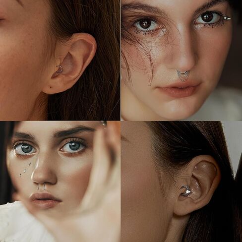 12 قطعة من حلقات الحاجز 16 جرام من Florideco للنساء والرجال، حلقة الأنف، حلقة حدوة الحصان، طوق هيليكس دايث الغضروف، أقراط تشيكوسلوفاكيا المتدلية لحاجز الأنف، ثقب المجوهرات in Kuwait