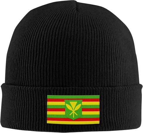 Kanaka Maoli Native Hawaiian Flag Unisex Warm Winter Wool Hat Knit Beanie Skull Cap in Saudi Arabia