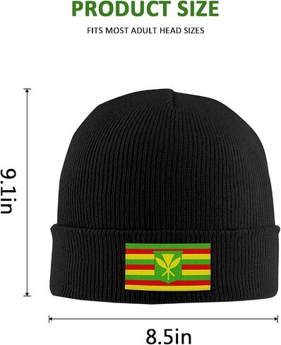 Kanaka Maoli Native Hawaiian Flag Unisex Warm Winter Wool Hat Knit Beanie Skull Cap in Saudi Arabia