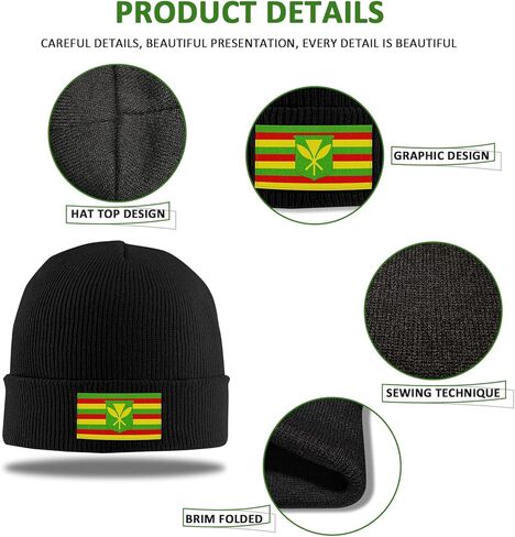 Kanaka Maoli Native Hawaiian Flag Unisex Warm Winter Wool Hat Knit Beanie Skull Cap in Saudi Arabia
