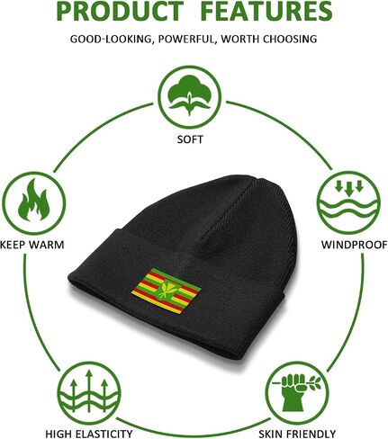 Kanaka Maoli Native Hawaiian Flag Unisex Warm Winter Wool Hat Knit Beanie Skull Cap in Saudi Arabia