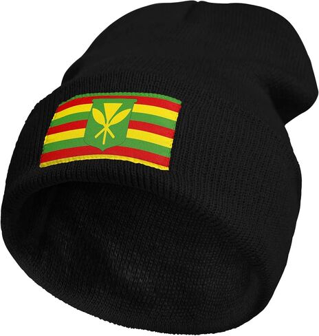 Kanaka Maoli Native Hawaiian Flag Unisex Warm Winter Wool Hat Knit Beanie Skull Cap in Saudi Arabia
