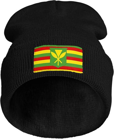 Kanaka Maoli Native Hawaiian Flag Unisex Warm Winter Wool Hat Knit Beanie Skull Cap in Saudi Arabia