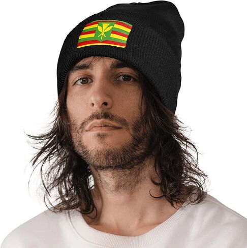 Kanaka Maoli Native Hawaiian Flag Unisex Warm Winter Wool Hat Knit Beanie Skull Cap in Saudi Arabia