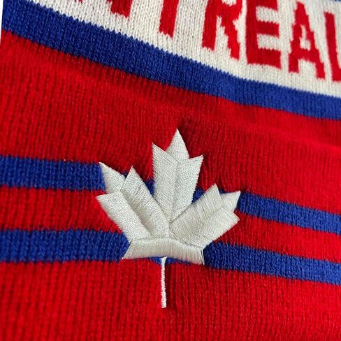 Dutern Canada Maple Leaf Montreal City Hockey Embroidery Classic Pom Cuff Montreal Beanie Hat Cuffed Winter Hat Knit Toque Skull Cap Red in Kuwait