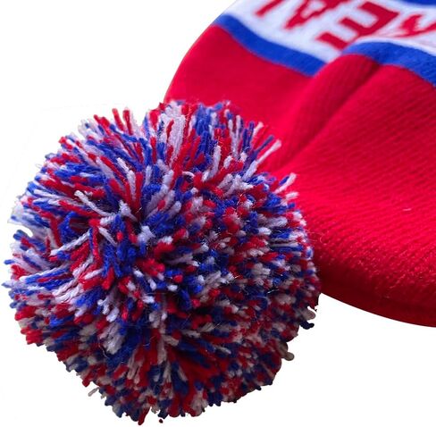 Dutern Canada Maple Leaf Montreal City Hockey Embroidery Classic Pom Cuff Montreal Beanie Hat Cuffed Winter Hat Knit Toque Skull Cap Red in Kuwait