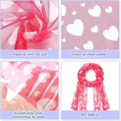 Riyiper 12 Pcs Valentine's Day Scarf for Women Pink Red Love Heart Print Scarf Warm Long Valentines Scarfs for Women Girl Winter Birthday Valentine's Holiday Gifts, 6 Styles in Saudi Arabia