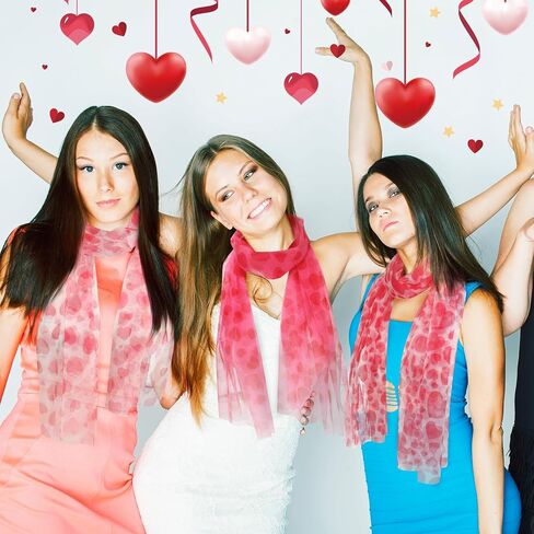 Riyiper 12 Pcs Valentine's Day Scarf for Women Pink Red Love Heart Print Scarf Warm Long Valentines Scarfs for Women Girl Winter Birthday Valentine's Holiday Gifts, 6 Styles in Saudi Arabia