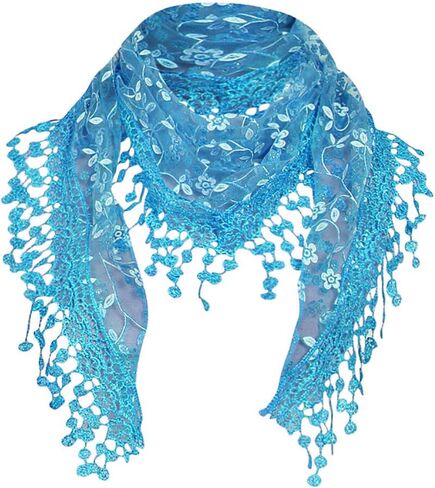 Cotchear Lace Scarf Floral Crochet Lightweight Tassel Sheer Wrap Scarves Shawl in Saudi Arabia