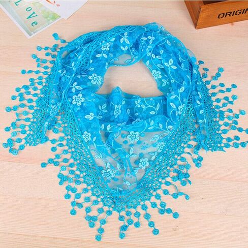 Cotchear Lace Scarf Floral Crochet Lightweight Tassel Sheer Wrap Scarves Shawl in Saudi Arabia