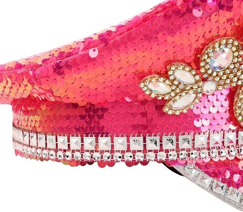 Multicolor Buning Man Sequin Burning Military Captain Sergeant Hat Rhinestone Festival Party Hat (Color : Blue, Size : Large) in Saudi Arabia