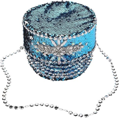 Multicolor Buning Man Sequin Burning Military Captain Sergeant Hat Rhinestone Festival Party Hat (Color : Blue, Size : Large) in Saudi Arabia