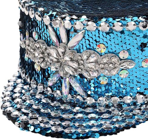 Multicolor Buning Man Sequin Burning Military Captain Sergeant Hat Rhinestone Festival Party Hat (Color : Blue, Size : Large) in Saudi Arabia