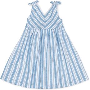 Hope & Henry Girls' Sleeveless Bow Shoulder Swing Dress
