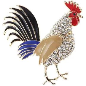 Chicken Rooster Brooch Pin Crystal Rhinestone Gold Plated Enamel Cute Hen Animal Ladies Fashion Personality Novelty Funny Lapel Pin Brooch in Saudi Arabia