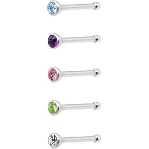 طقم عظمة أنفية نسائي من Body Candy من الفولاذ اللامع 5 قطع مصنوع من كريستالات Swarovski مقاس 20 برغي تقطيع الجسم مقاس 1/4 بوصة، شفاف، مقاس واحد in Kuwait