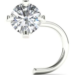 JewelMore Diamond Nose Stud 14K White or Yellow Gold Nose Ring Twist Screw 20 Gauge I1 Clarity (3mm 0.1 ct. tw)