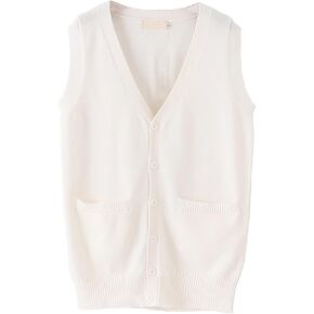 jinghuiyue Sweater Vest for Women Casual V Neck Knit Tank Tops Open Front Sleeveless Cardigan with Pocket