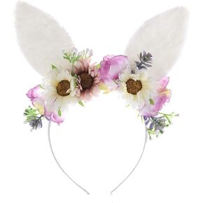 عصابة رأس على شكل أذن أرنب عيد الفصح مع تاج من أزهار الغابة - قطعة رأس من الزهور in Kuwait
