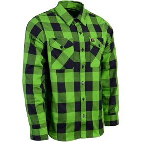 Milwaukee Leather MNG11656 Men's Flannel Plaid Shirt Black and Neon-Green Long Sleeve Cotton Button Down Shirt - 2X-Large in Saudi Arabia