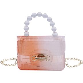 MOSSTYUS Mini Jelly Purse, Semi Clear Candy Color Jelly Handbags Clutch Crossbody Shoulder Bag for Women Teens Girls