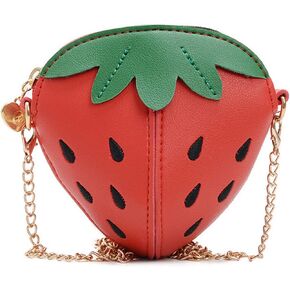 Caviotess Fashion Strawberry Little Girls محفظة كروس جلدية صغيرة حقيبة كتف حقيبة يد مخلب المحفظة