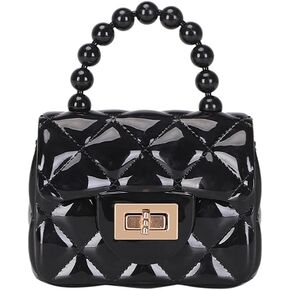 Little Girls Mini Purse PVC Handbag Bag Coin Wallets for Kids Gifts Presents (Black) in Kuwait