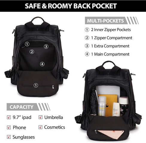 Backpack Purse for Women,Fashion Anti-Theft PU Leather Travel Shoulder Bag for Ladies Large Satchel VONXURY in Kuwait