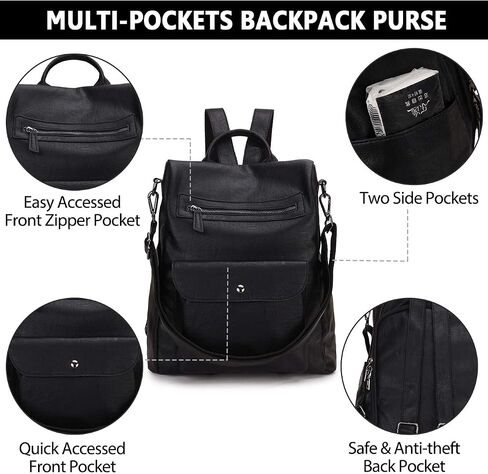 Backpack Purse for Women,Fashion Anti-Theft PU Leather Travel Shoulder Bag for Ladies Large Satchel VONXURY in Kuwait