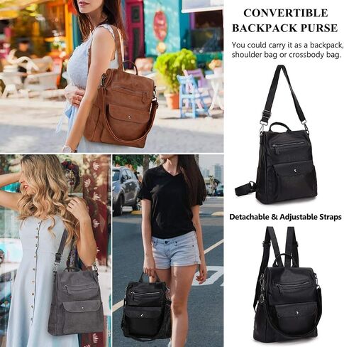 Backpack Purse for Women,Fashion Anti-Theft PU Leather Travel Shoulder Bag for Ladies Large Satchel VONXURY in Kuwait