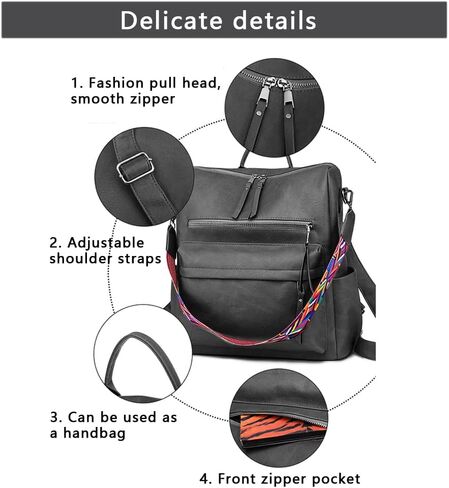 حقيبة ظهر جلدية للنساء من روزالانس، محفظة عصرية كبيرة متعددة الأغراض قابلة للتحويل، حقيبة كتف، حقائب يد للسيدات in Kuwait