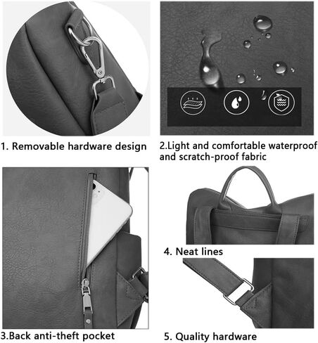 حقيبة ظهر جلدية للنساء من روزالانس، محفظة عصرية كبيرة متعددة الأغراض قابلة للتحويل، حقيبة كتف، حقائب يد للسيدات in Kuwait