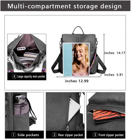 حقيبة ظهر جلدية للنساء من روزالانس، محفظة عصرية كبيرة متعددة الأغراض قابلة للتحويل، حقيبة كتف، حقائب يد للسيدات in Kuwait