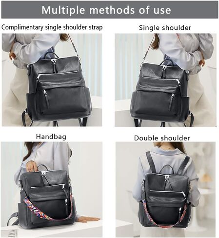 حقيبة ظهر جلدية للنساء من روزالانس، محفظة عصرية كبيرة متعددة الأغراض قابلة للتحويل، حقيبة كتف، حقائب يد للسيدات in Kuwait