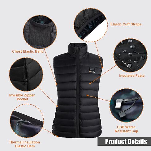 سترة Eskreka النسائية المُدفأة مع حزمة البطارية متضمنة، سترات دافئة خفيفة الوزن للنساء، قابلة لإعادة الشحن ويمكن غسلها في الغسالة، مقاس L in Kuwait